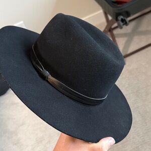 Wide Rim Black Wool Fedora Hat Goorin Bros - Ruby Clark small